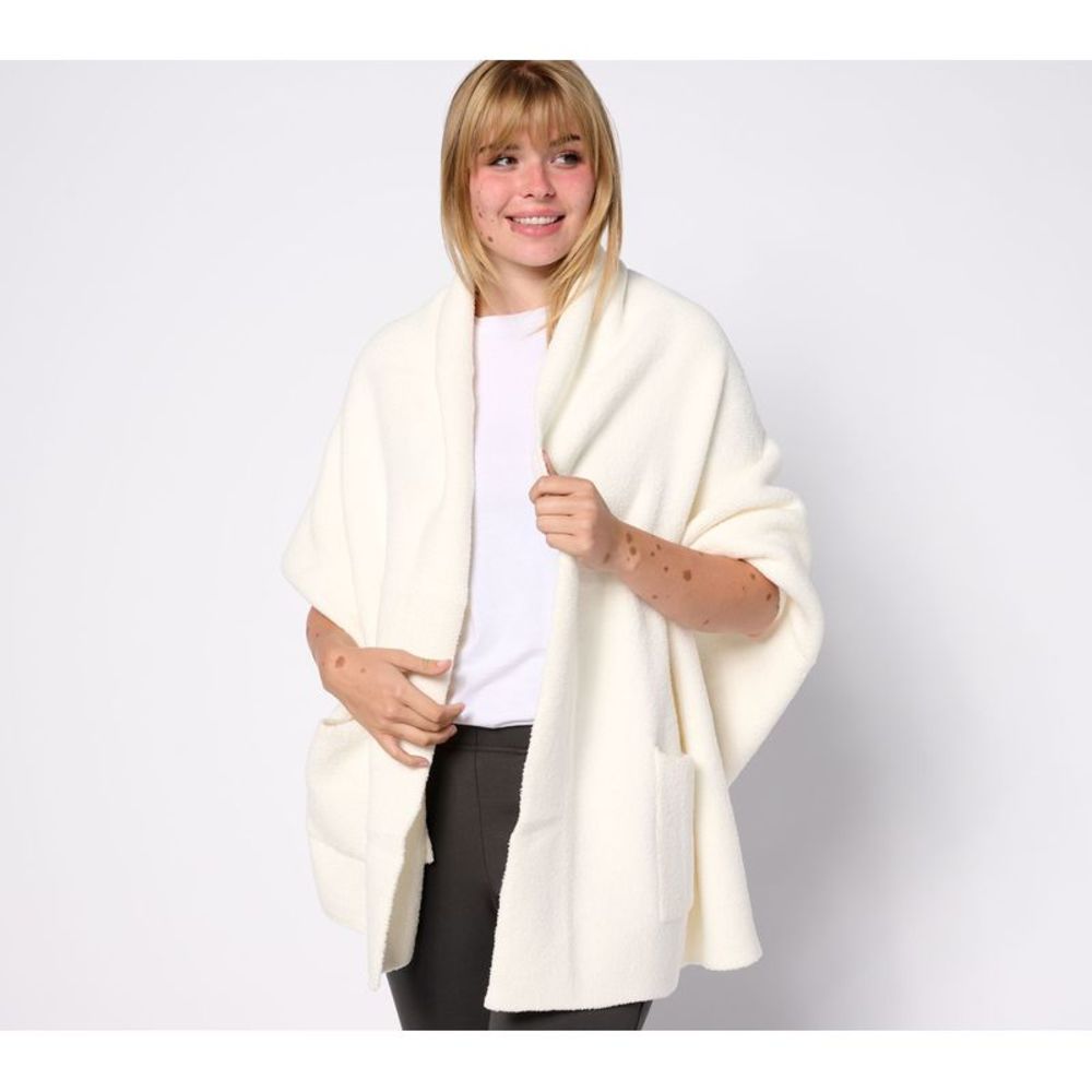 Barefoot Dreams Women's Top Plus Sz One Size CozyChic Blanket Wrap Beige A612262